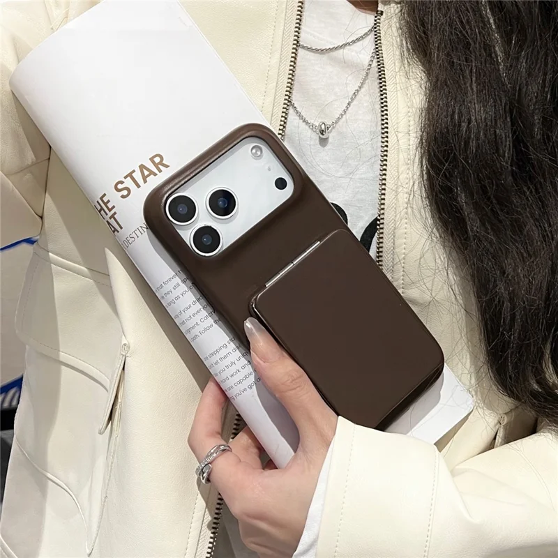 For iPhone 17 Pro Max Case Flip Mirror Kickstand PU Leather + PC Phone Cover