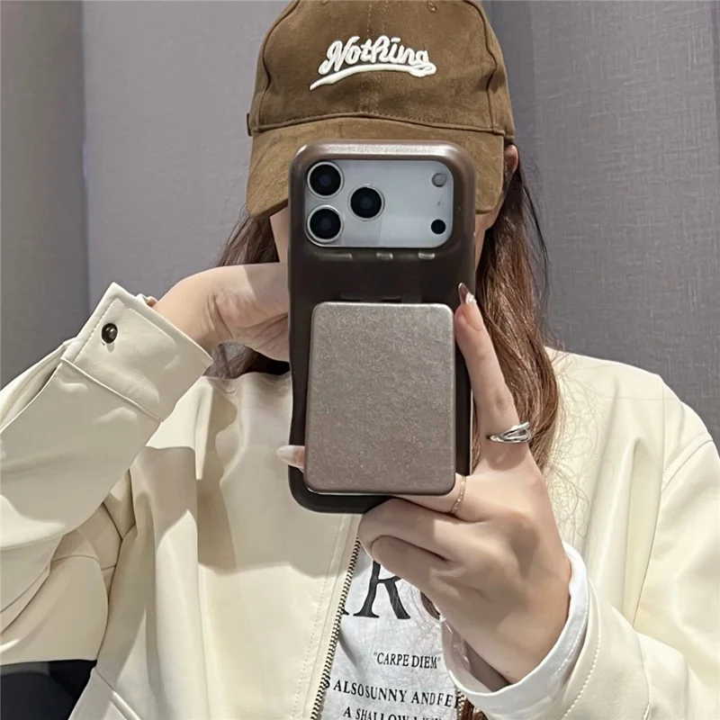 For iPhone 17 Pro Case Flip Mirror Kickstand PU Leather + PC Phone Cover