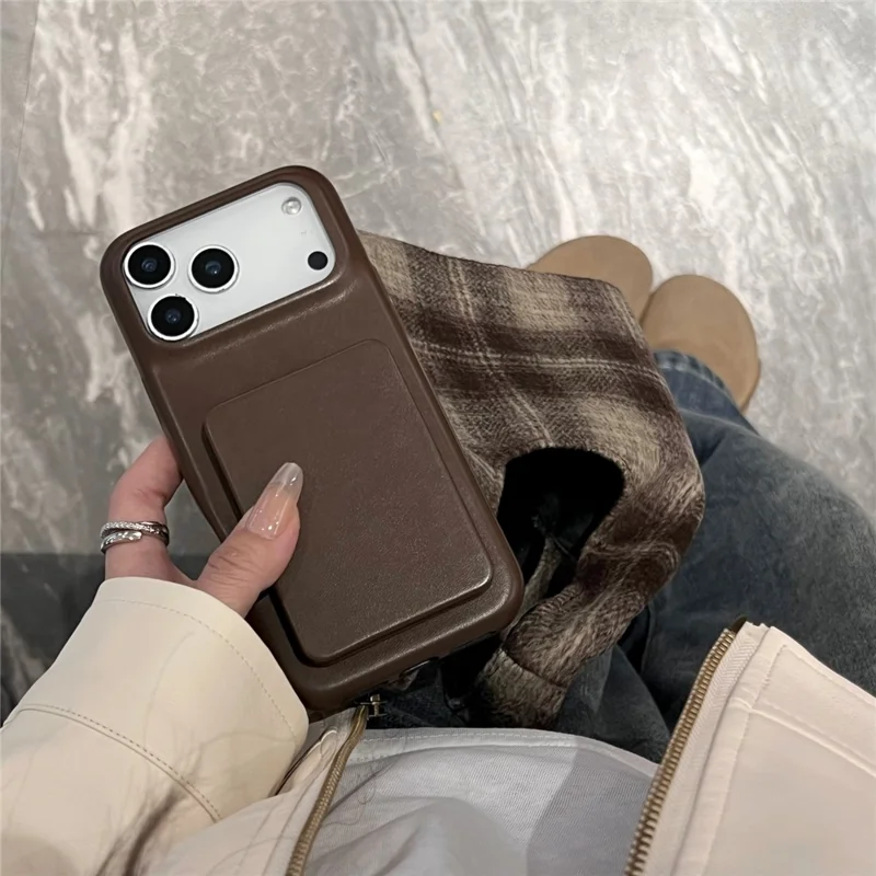 For iPhone 17 Pro Case Flip Mirror Kickstand PU Leather + PC Phone Cover