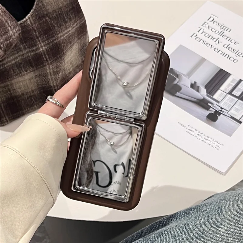 For iPhone 17 Pro Case Flip Mirror Kickstand PU Leather + PC Phone Cover