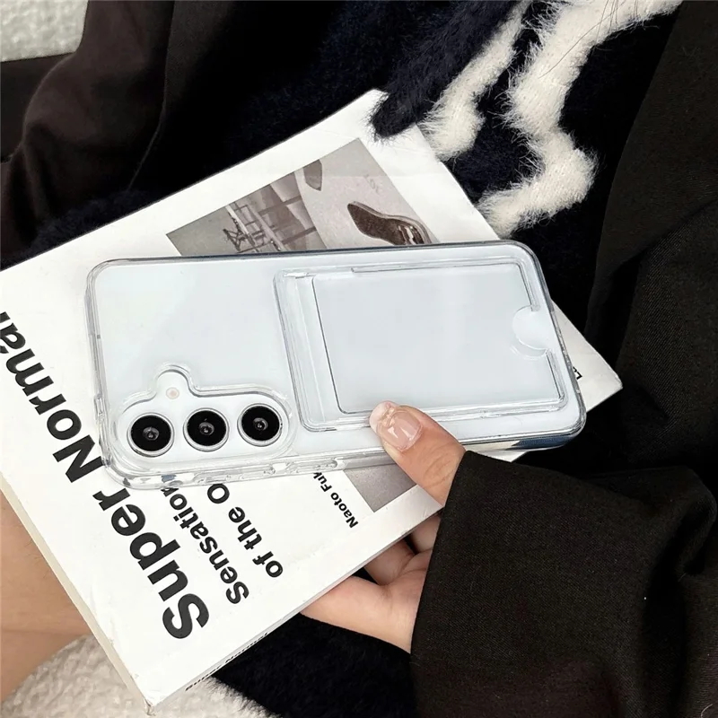 For Samsung Galaxy S26+ Clear Case Akryl Beskyttende Telefonbeskyttelse med Kortslot