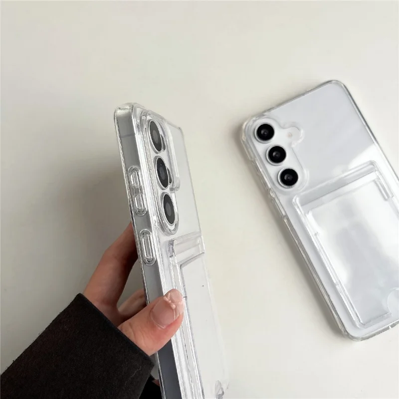 For Samsung Galaxy S26+ Clear Case Akryl Beskyttende Telefonbeskyttelse med Kortslot