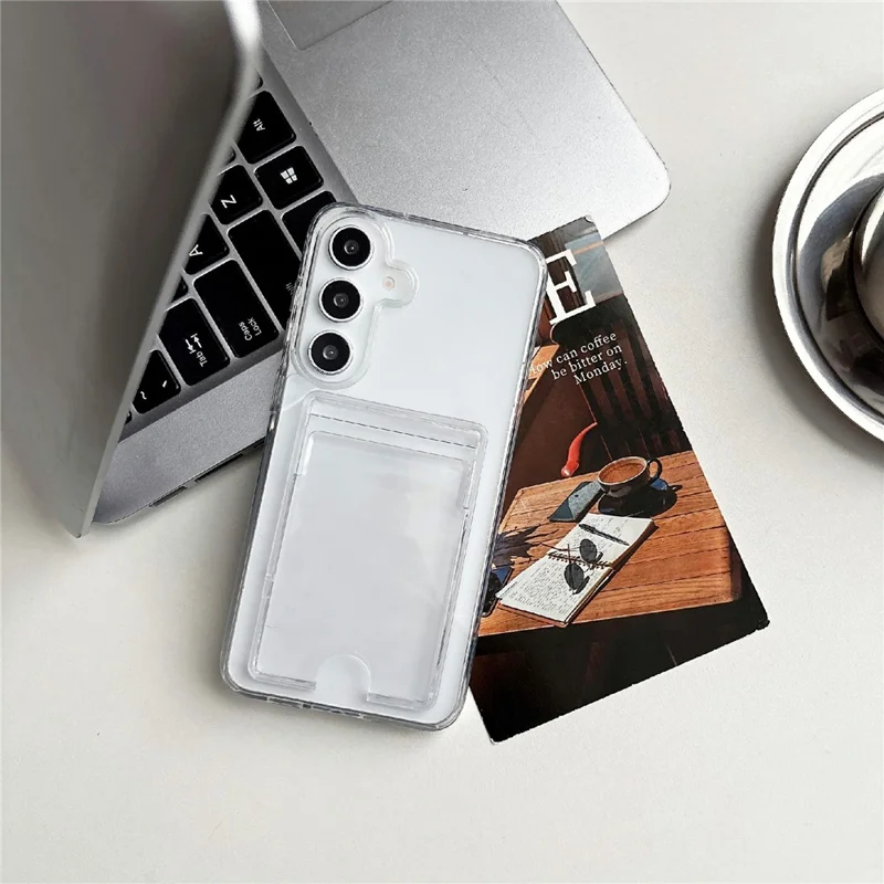 For Samsung Galaxy S26+ Clear Case Akryl Beskyttende Telefonbeskyttelse med Kortslot