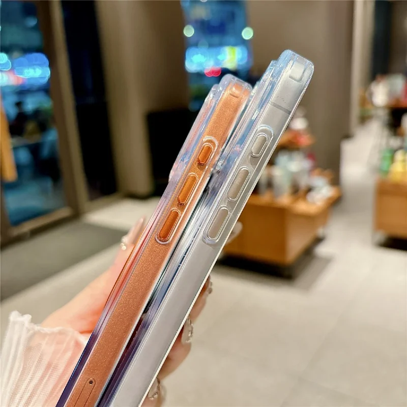 Coque pour iPhone 17 Pro avec support pivotant, coque transparente résistante aux chocs en PC + TPU, compatible MagSafe - Transparent / Orange