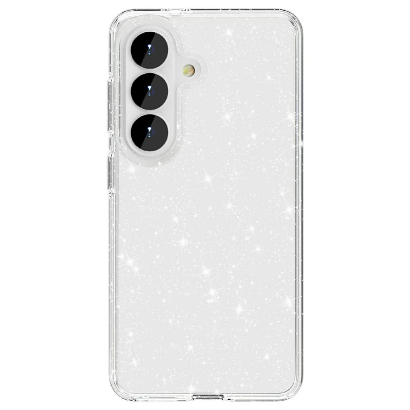 For Samsung Galaxy S26 Case Sparkly Powder Glitter Shiny Soft TPU + Hard PC Back Cover - White