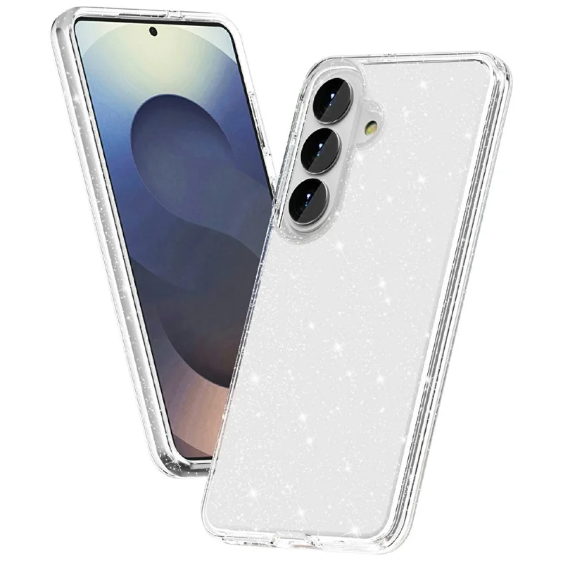 For Samsung Galaxy S26+ Case Sparkly Powder Glitter Shiny Soft TPU + Hard PC Back Cover  - White