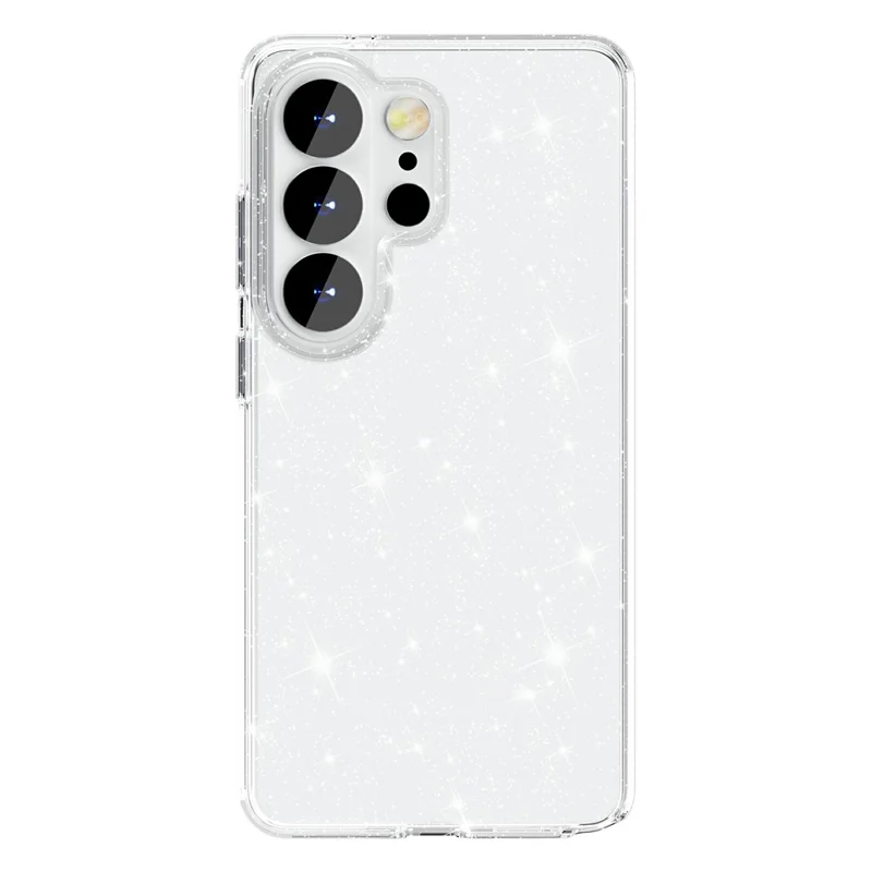 For Samsung Galaxy S26 Ultra Case Sparkly Powder Glitter Shiny Soft TPU + Hard PC Back Cover - White
