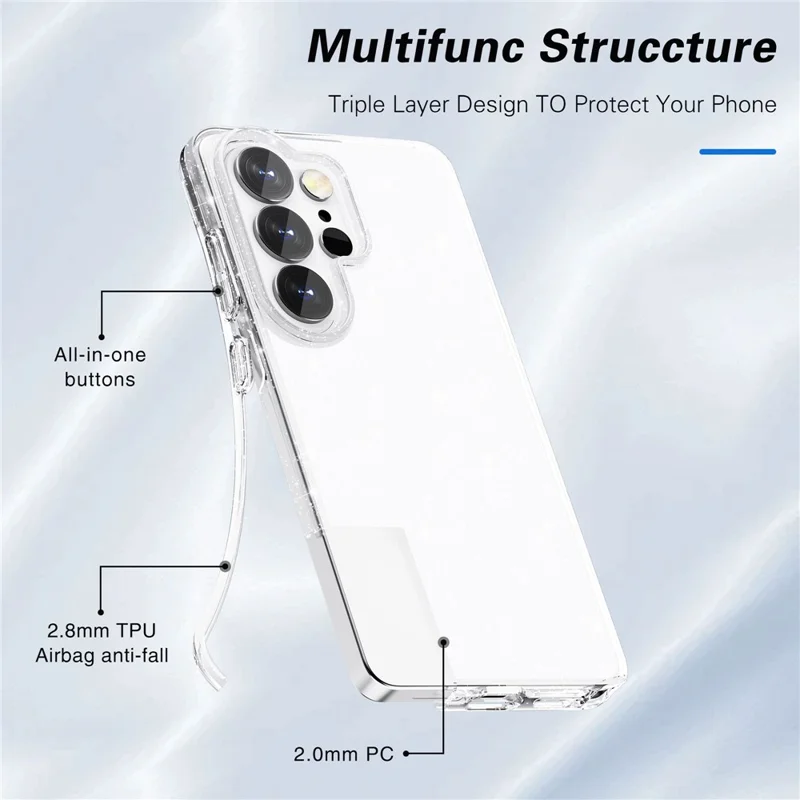 For Samsung Galaxy S26 Ultra Case Sparkly Powder Glitter Shiny Soft TPU + Hard PC Back Cover - White