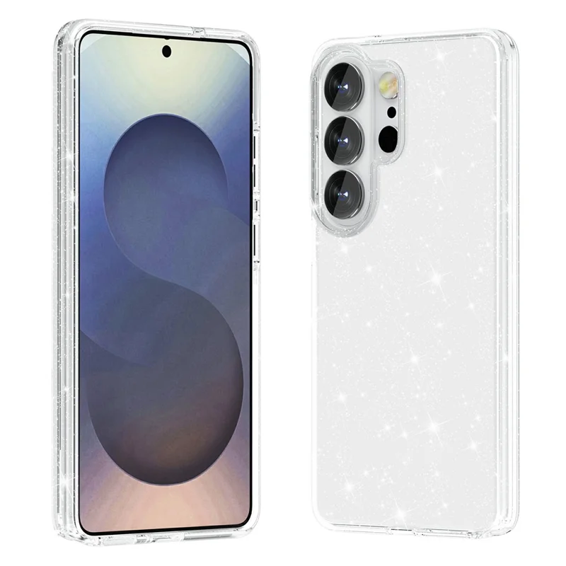 For Samsung Galaxy S26 Ultra Case Sparkly Powder Glitter Shiny Soft TPU + Hard PC Back Cover - White