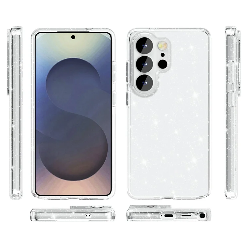 For Samsung Galaxy S26 Ultra Case Sparkly Powder Glitter Shiny Soft TPU + Hard PC Back Cover - White