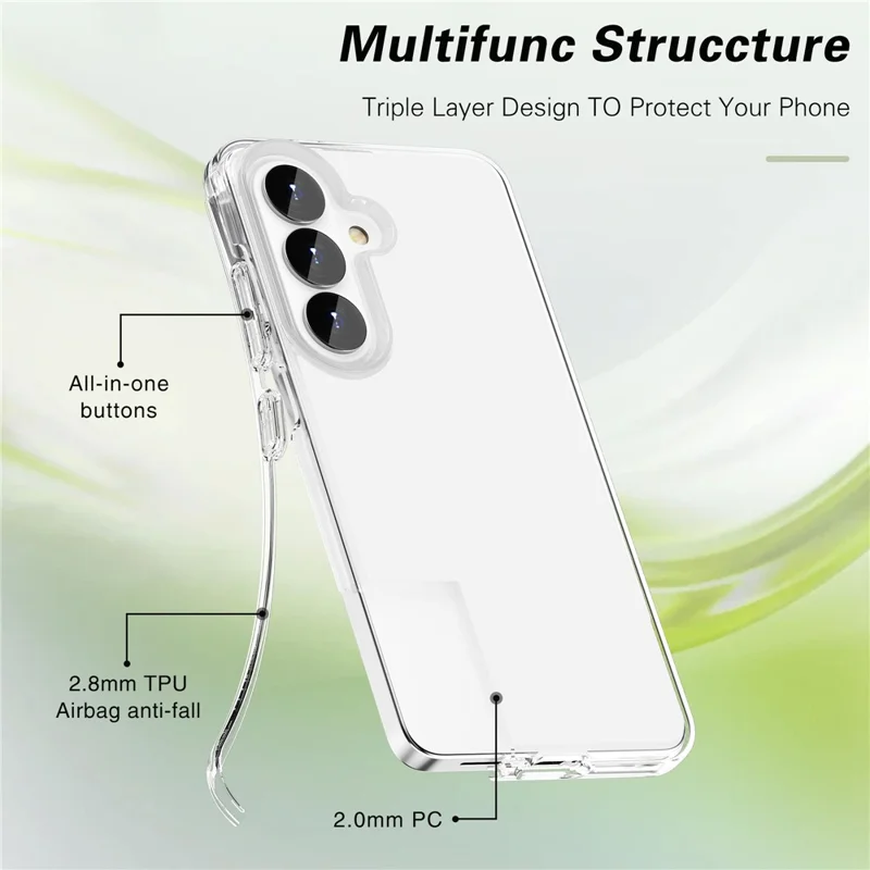 For Samsung Galaxy S26+ Case PC + TPU Shockproof Clear Phone Cover - Transparent