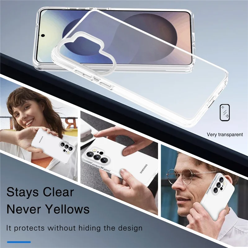 For Samsung Galaxy S26 Ultra Case PC + TPU Shockproof Clear Phone Cover - Transparent