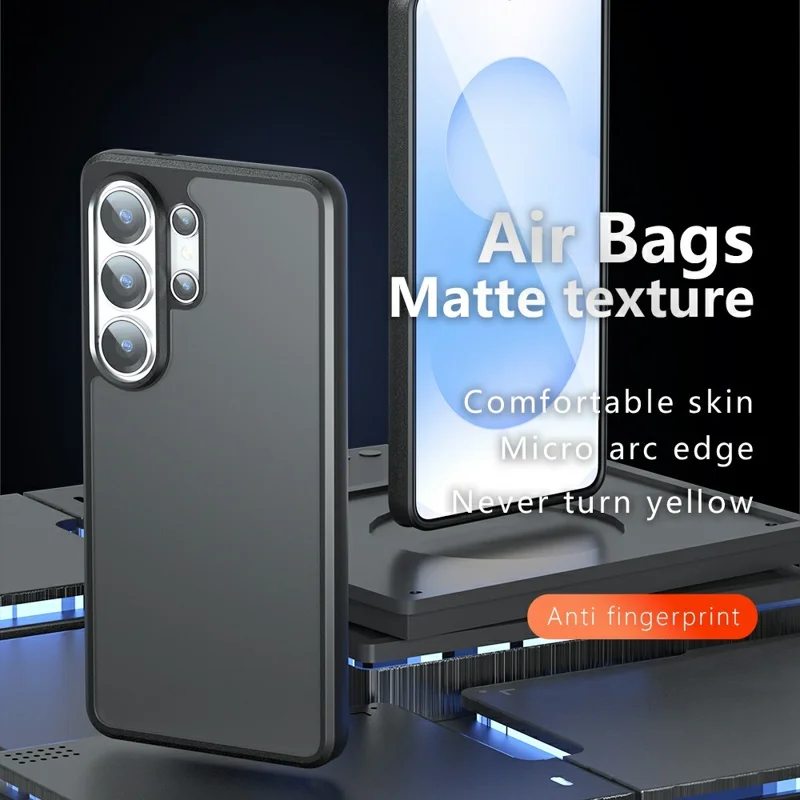For Samsung Galaxy S26 Ultra Case Skin-Touch TPU + PC Matte Phone Back Cover, Transparent Black