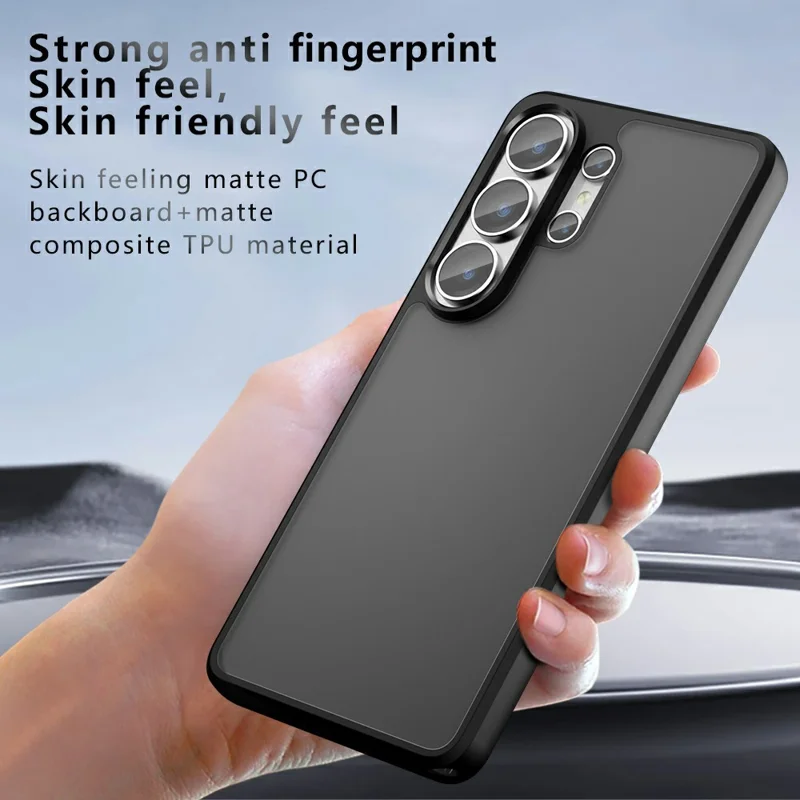 For Samsung Galaxy S26 Ultra Case Skin-Touch TPU + PC Matte Phone Back Cover, Transparent Black