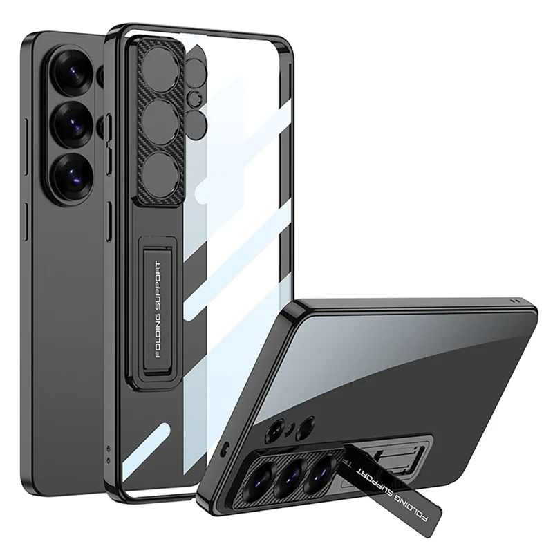 GKK For Samsung Galaxy S26 Ultra Case Kickstand TPU + PC Phone Shell Electroplating - Black
