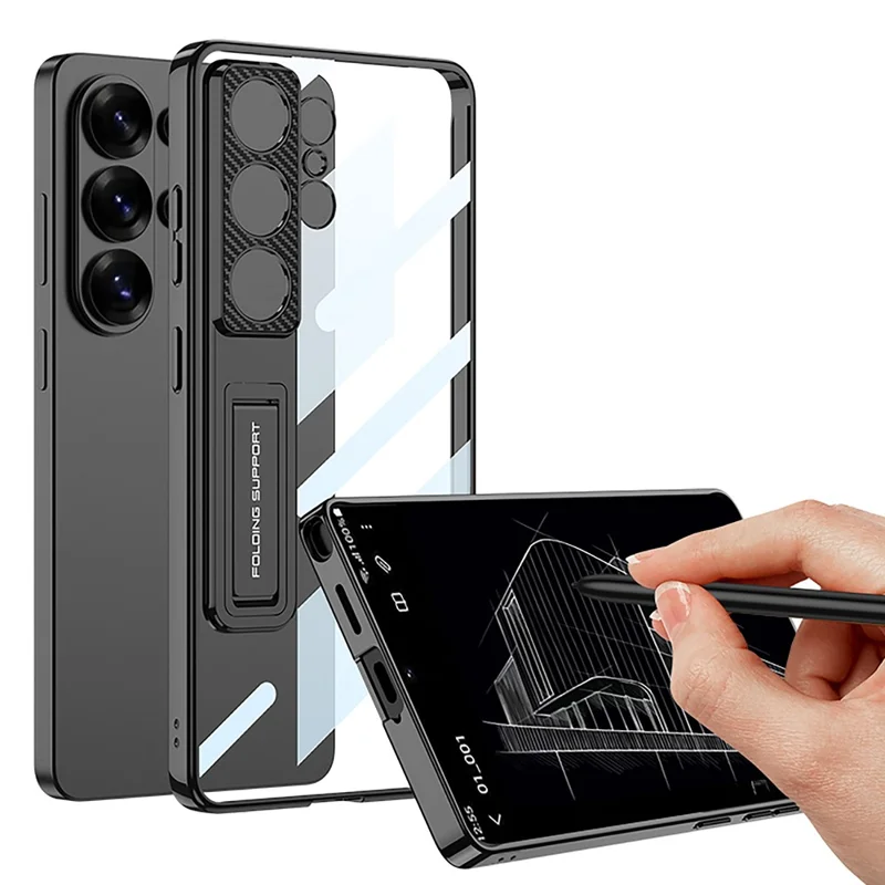 GKK For Samsung Galaxy S26 Ultra Case Kickstand TPU + PC Phone Shell Electroplating - Black