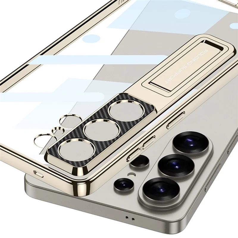 GKK For Samsung Galaxy S26 Ultra Case Kickstand TPU + PC Phone Shell Electroplating - Black