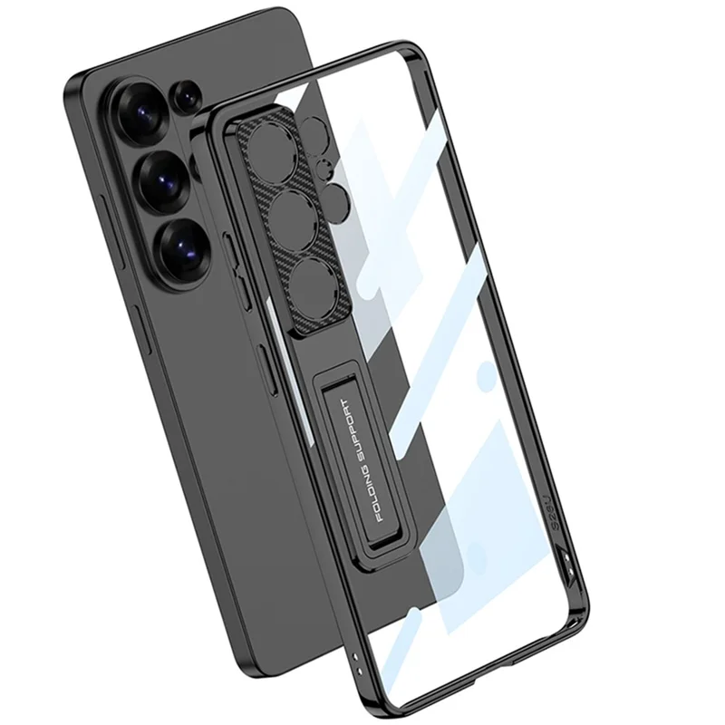 GKK For Samsung Galaxy S26 Ultra Case Kickstand TPU + PC Phone Shell Electroplating - Black