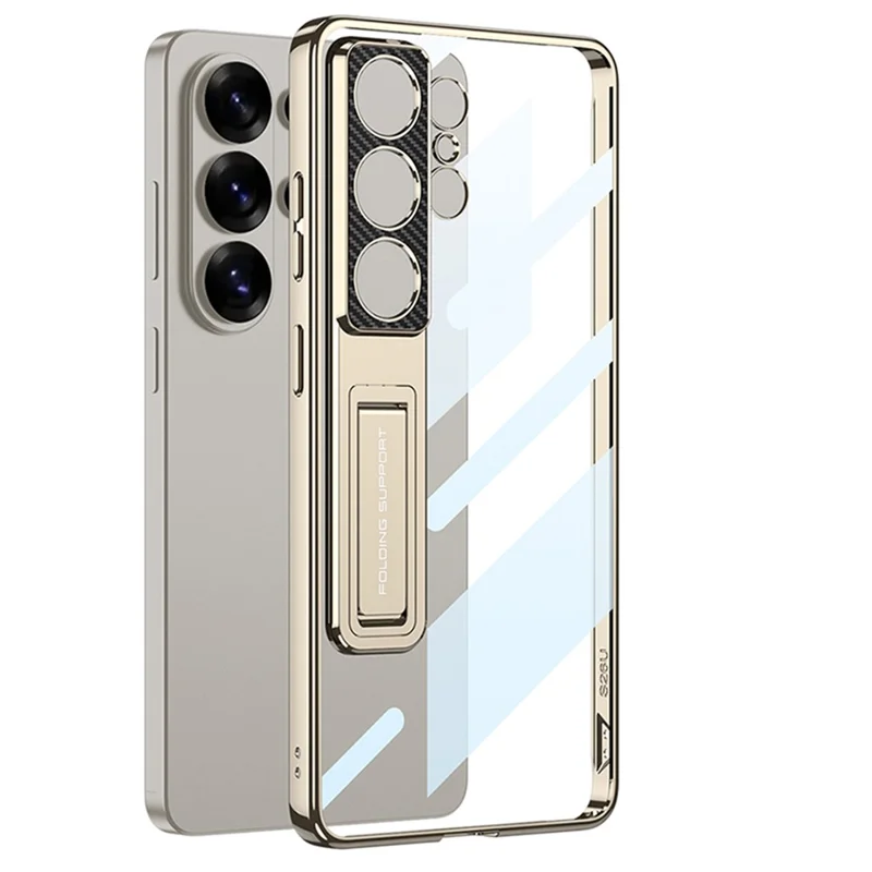 GKK For Samsung Galaxy S26 Ultra Case Kickstand TPU + PC Phone Shell Electroplating - Black