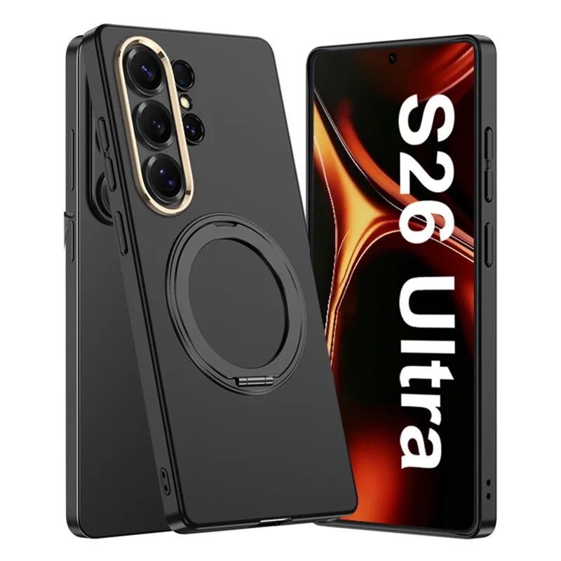GKK For Samsung Galaxy S26 Ultra Magnetic Case Rotating Kickstand Hard PC Slim Phone Cover  - Titanium Black