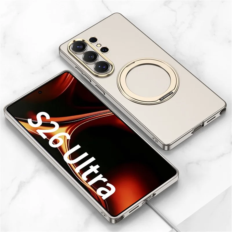 GKK For Samsung Galaxy S26 Ultra Magnetic Case Rotating Kickstand Hard PC Slim Phone Cover  - Titanium Black