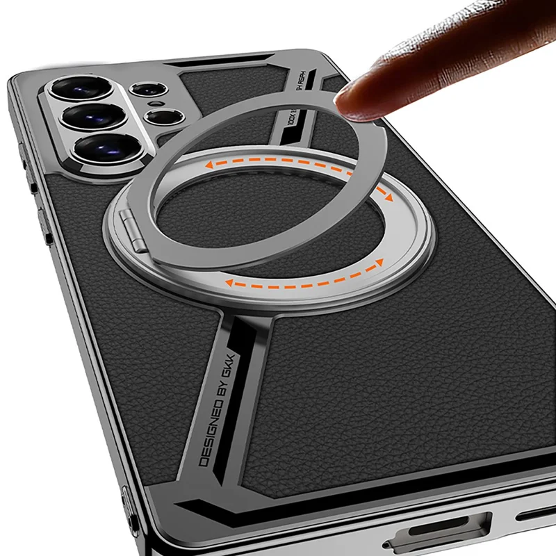 GKK For Samsung Galaxy S26 Ultra Magnetic Case PU + TPU Kickstand Phone Cover Z Shape Design - Grey