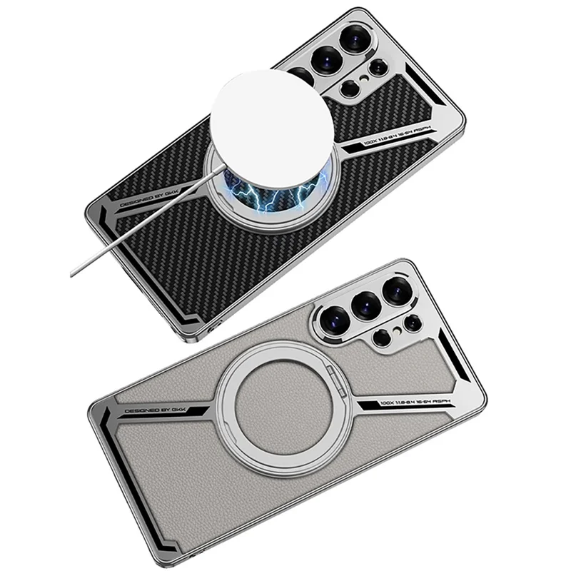 GKK For Samsung Galaxy S26 Ultra Magnetic Case PU + TPU Kickstand Phone Cover Z Shape Design - Grey