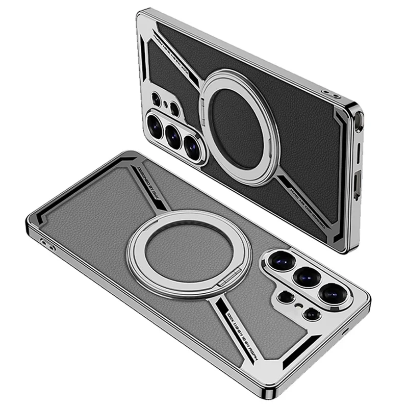 GKK For Samsung Galaxy S26 Ultra Magnetic Case PU + TPU Kickstand Phone Cover Z Shape Design - Grey