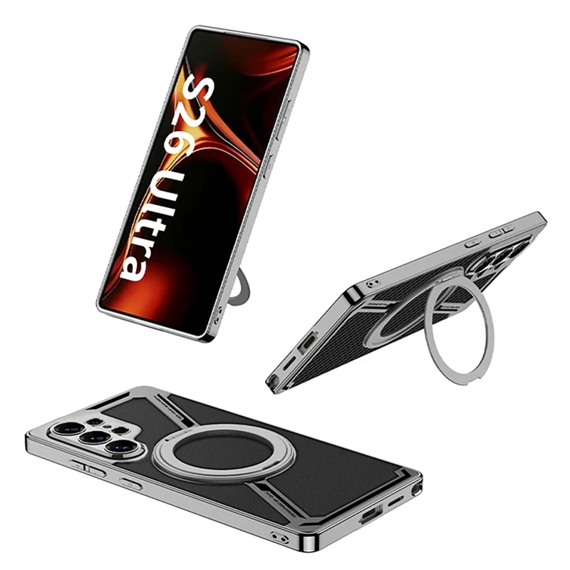 GKK For Samsung Galaxy S26 Ultra Magnetic Case PU + TPU Kickstand Phone Cover Z Shape Design - Grey