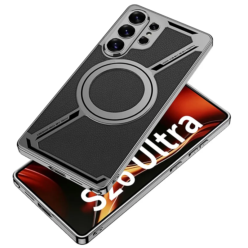 GKK For Samsung Galaxy S26 Ultra Magnetic Case Anti-Scratch PC+TPU+PU Phone Cover - Black