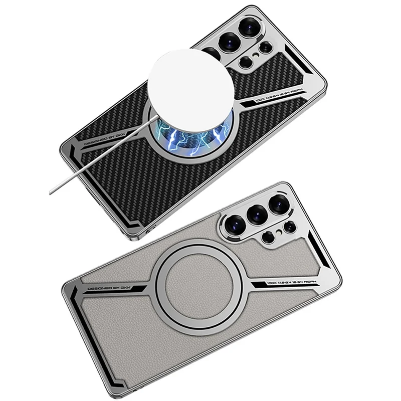 GKK For Samsung Galaxy S26 Ultra Magnetic Case Anti-Scratch PC+TPU+PU Phone Cover - Black