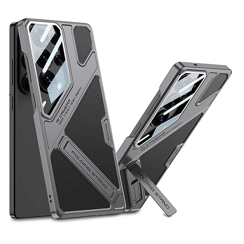 GKK For Samsung Galaxy S26 Ultra Case Shockproof PC + PU Phone Cover with Kickstand Mecha Style - Black  /  Grey