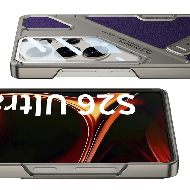 GKK For Samsung Galaxy S26 Ultra Case Shockproof PC + PU Phone Cover with Kickstand Mecha Style - Black  /  Grey