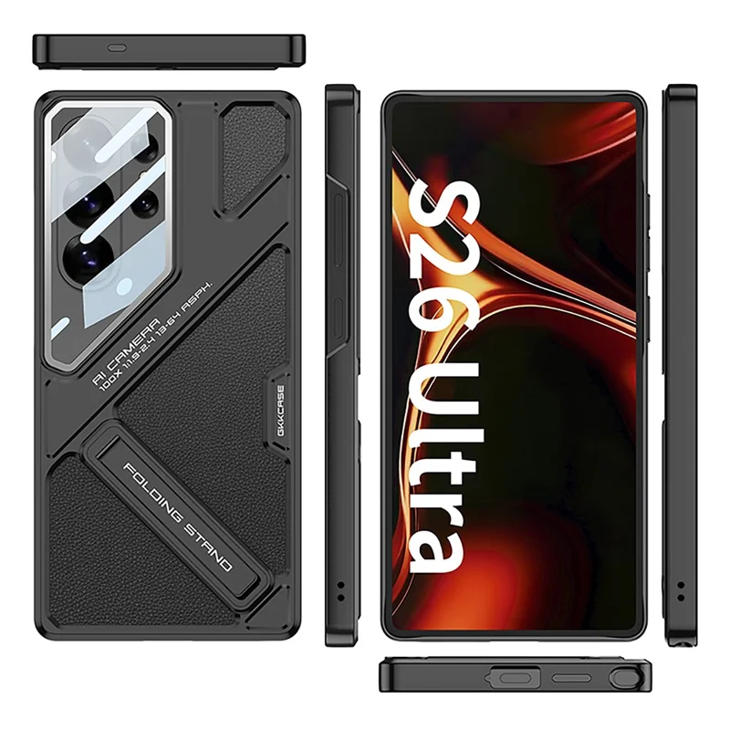 GKK For Samsung Galaxy S26 Ultra Case Shockproof PC + PU Phone Cover with Kickstand Mecha Style - Black  /  Grey