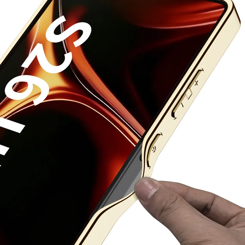 GKK for Samsung Galaxy S26 Ultra Case Electroplating Leather Coated TPU Frame PC Back Cover - Orange