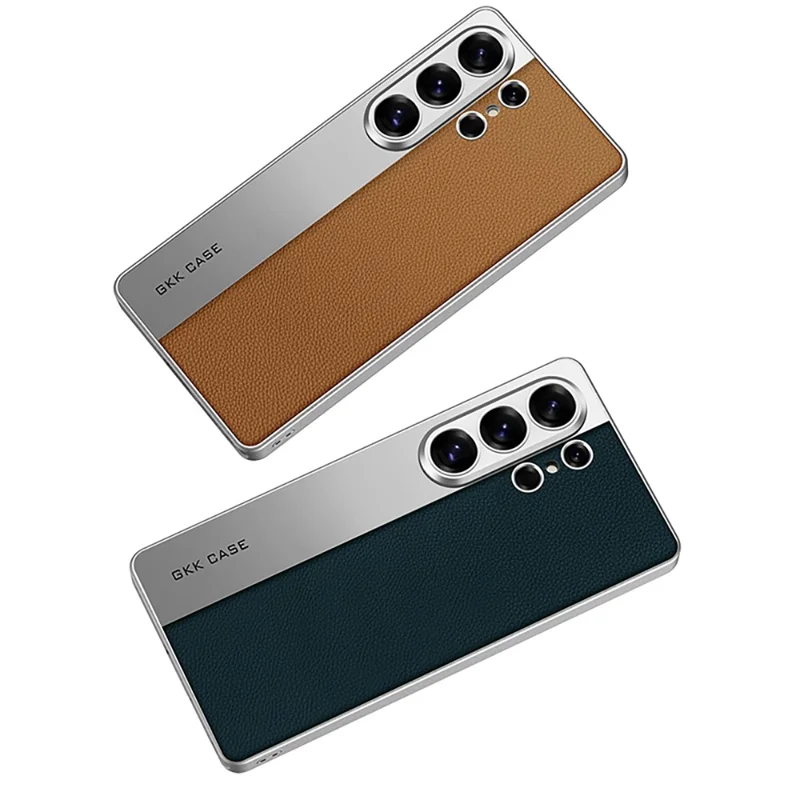 GKK Capa para Samsung Galaxy S26 Ultra Capa Traseira de Telemóvel Mate em Pele PU + PC + TPU com Revestimento Eletrolítico - Castanho