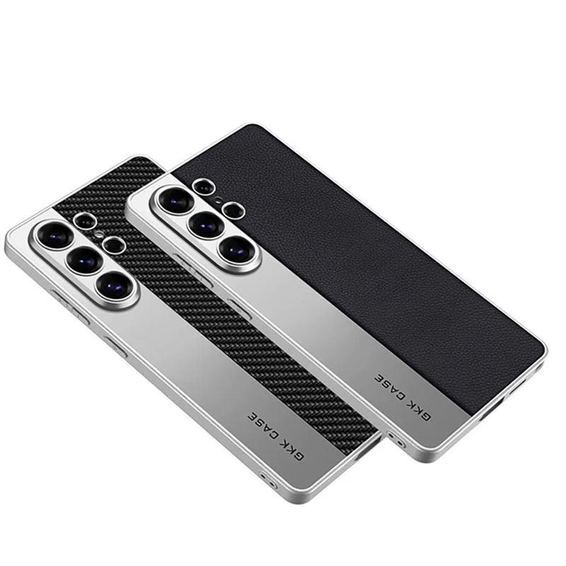 GKK Capa para Samsung Galaxy S26 Ultra Capa Traseira de Telemóvel Mate em Pele PU + PC + TPU com Revestimento Eletrolítico - Castanho