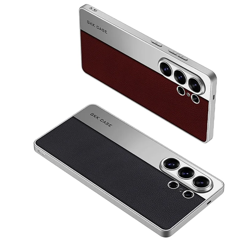 GKK Capa para Samsung Galaxy S26 Ultra Capa Traseira de Telemóvel Mate em Pele PU + PC + TPU com Revestimento Eletrolítico - Castanho