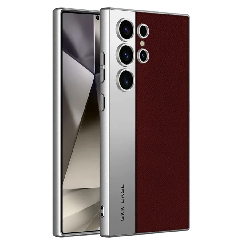 GKK For Samsung Galaxy S24 Ultra Case Electroplated PU Leather + PC + TPU Matte Phone Back Cover - Purple