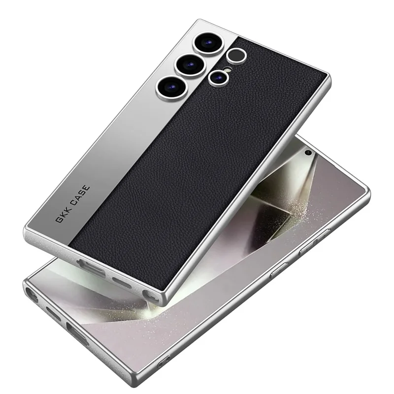 GKK For Samsung Galaxy S24 Ultra Case Electroplated PU Leather + PC + TPU Matte Phone Back Cover - Purple