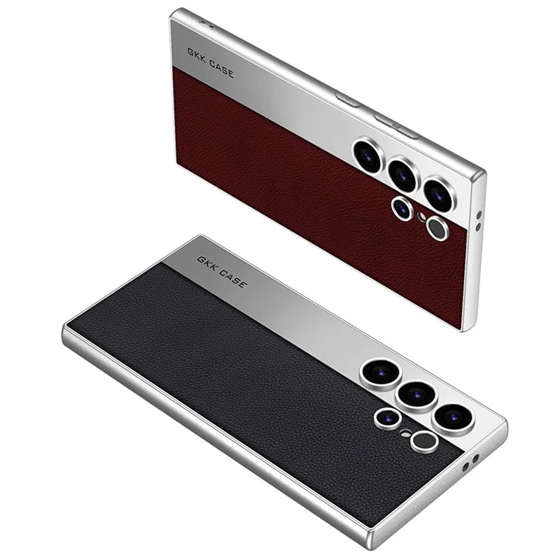 GKK For Samsung Galaxy S24 Ultra Case Electroplated PU Leather + PC + TPU Matte Phone Back Cover - Purple