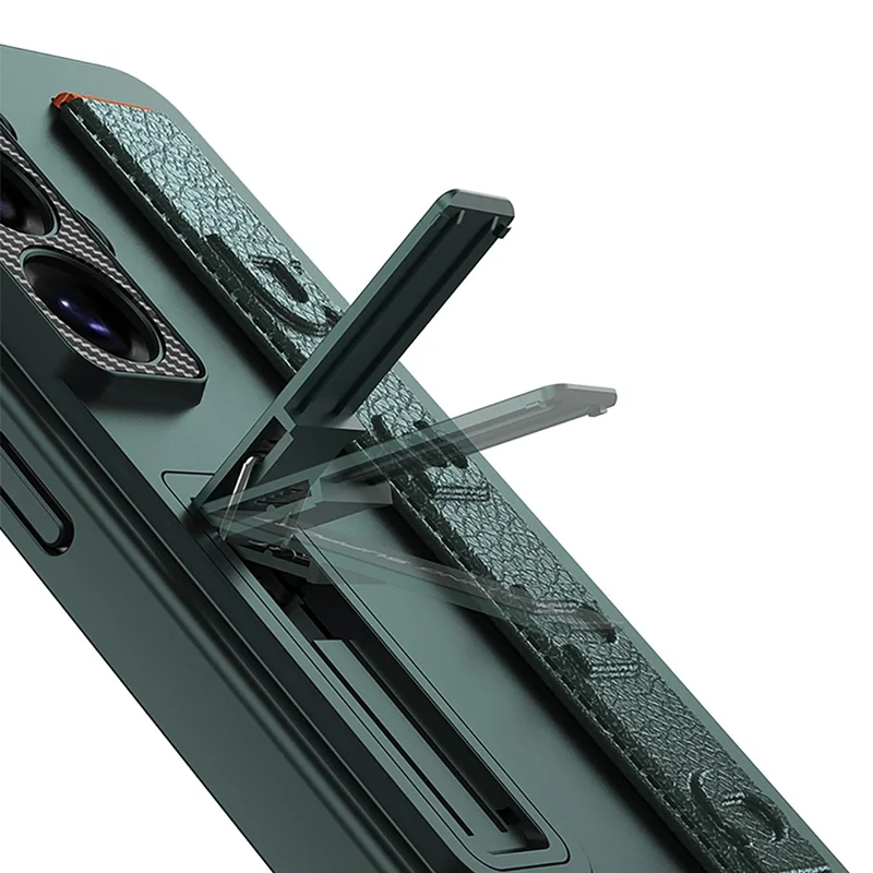 GKK Capa para Samsung Galaxy S26 Ultra com Alça Suporte PU+PC Rígido Capa de Proteção - Textura Fibra de Carbono