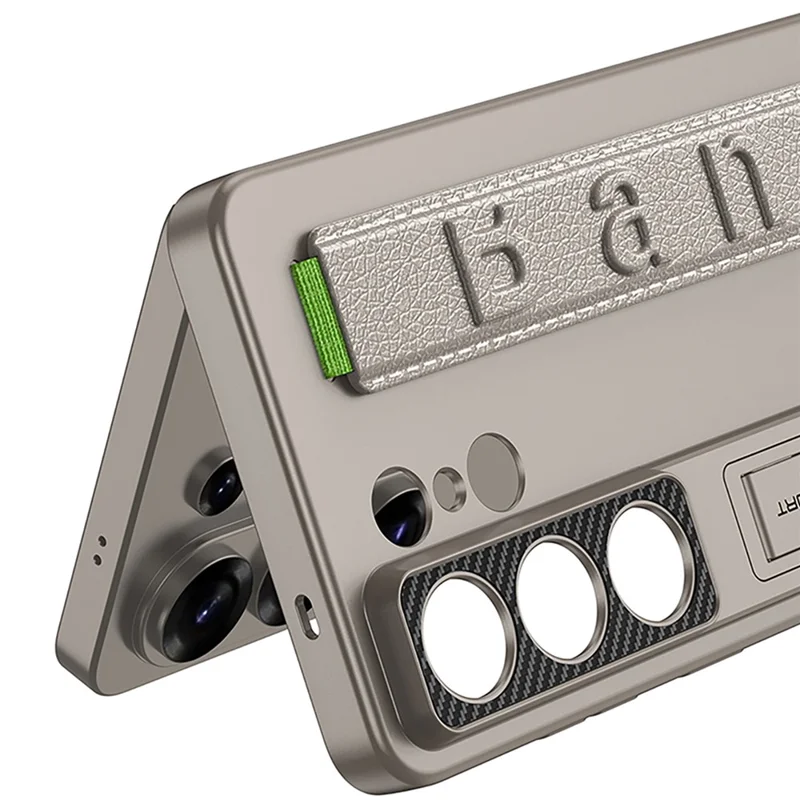 GKK Capa para Samsung Galaxy S26 Ultra com Alça Suporte PU+PC Rígido Capa de Proteção - Textura Fibra de Carbono