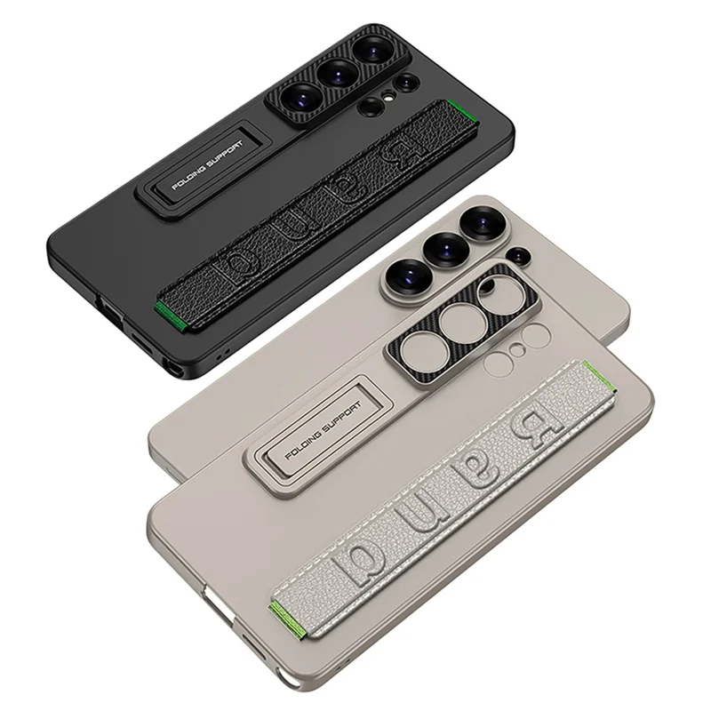 GKK Capa para Samsung Galaxy S26 Ultra com Alça Suporte PU+PC Rígido Capa de Proteção - Textura Fibra de Carbono