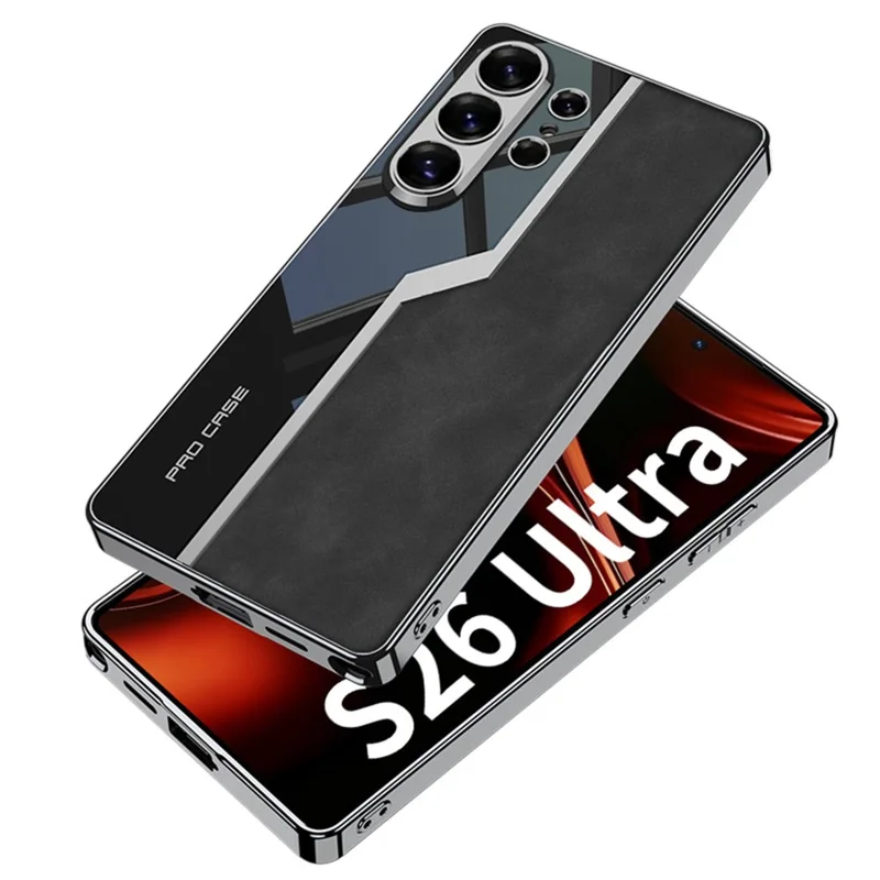 Funda GKK para Samsung Galaxy S26 Ultra, parte trasera de teléfono con diseño de galvanoplastia, cuero PU mate + TPU + PC - Gris