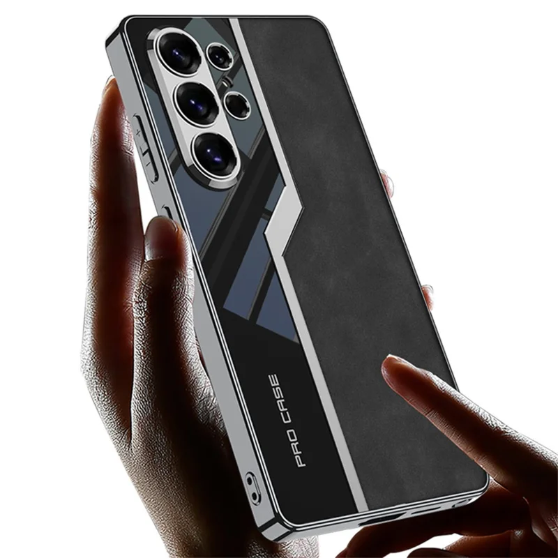 Funda GKK para Samsung Galaxy S26 Ultra, parte trasera de teléfono con diseño de galvanoplastia, cuero PU mate + TPU + PC - Gris