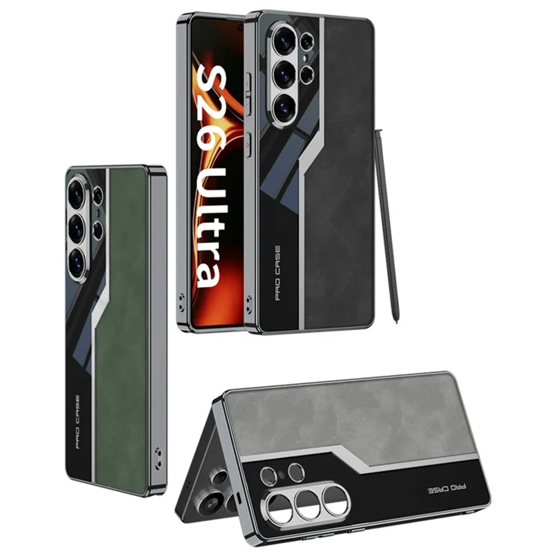 Funda GKK para Samsung Galaxy S26 Ultra, parte trasera de teléfono con diseño de galvanoplastia, cuero PU mate + TPU + PC - Gris