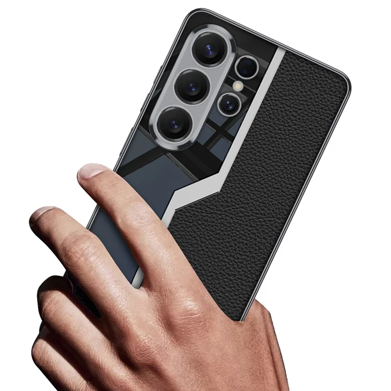 GKK For Samsung Galaxy S26 Ultra Case TPU+PC+PU Phone Back Cover Electroplating - Black