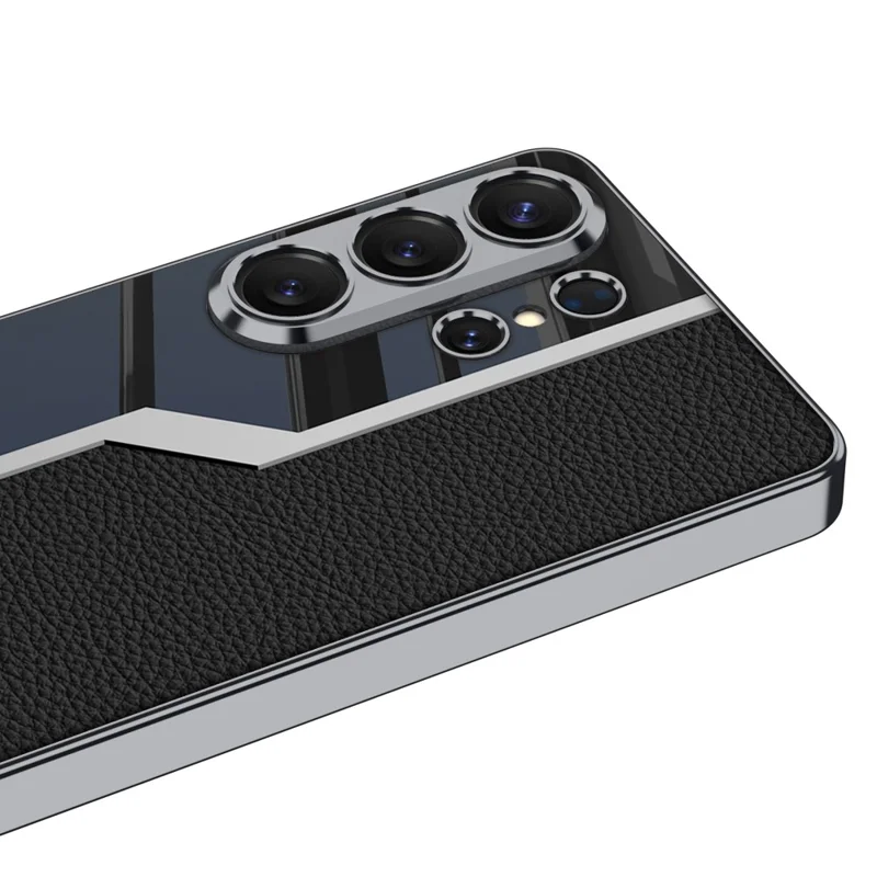 GKK For Samsung Galaxy S26 Ultra Case TPU+PC+PU Phone Back Cover Electroplating - Black