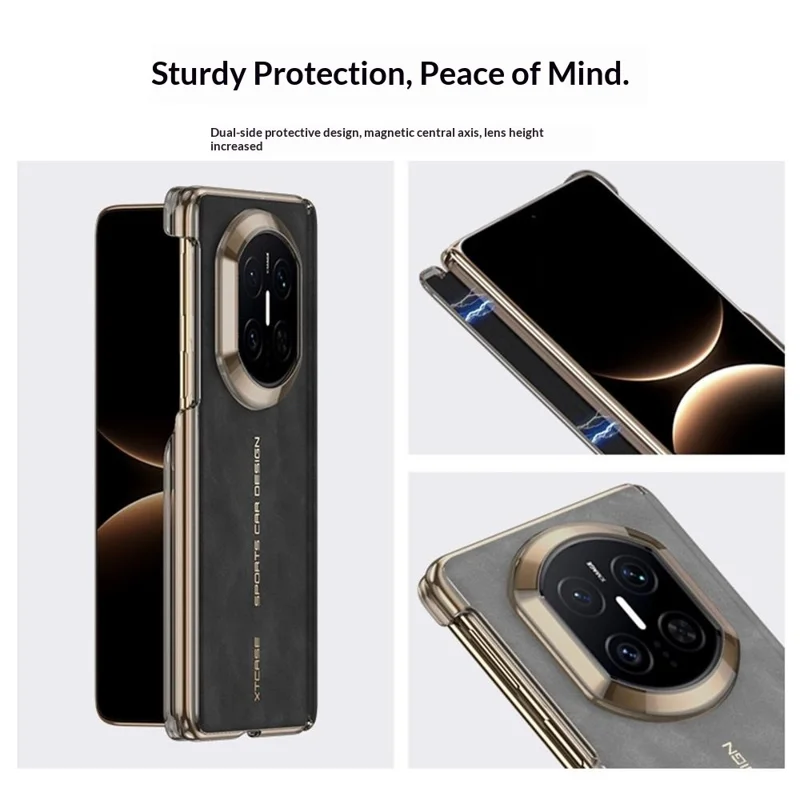 GKK For Huawei Mate X7 Magnetic Case Dual Axis Hinge Protection PU Leather + TPU  + PC Phone Cover - Matte Grey